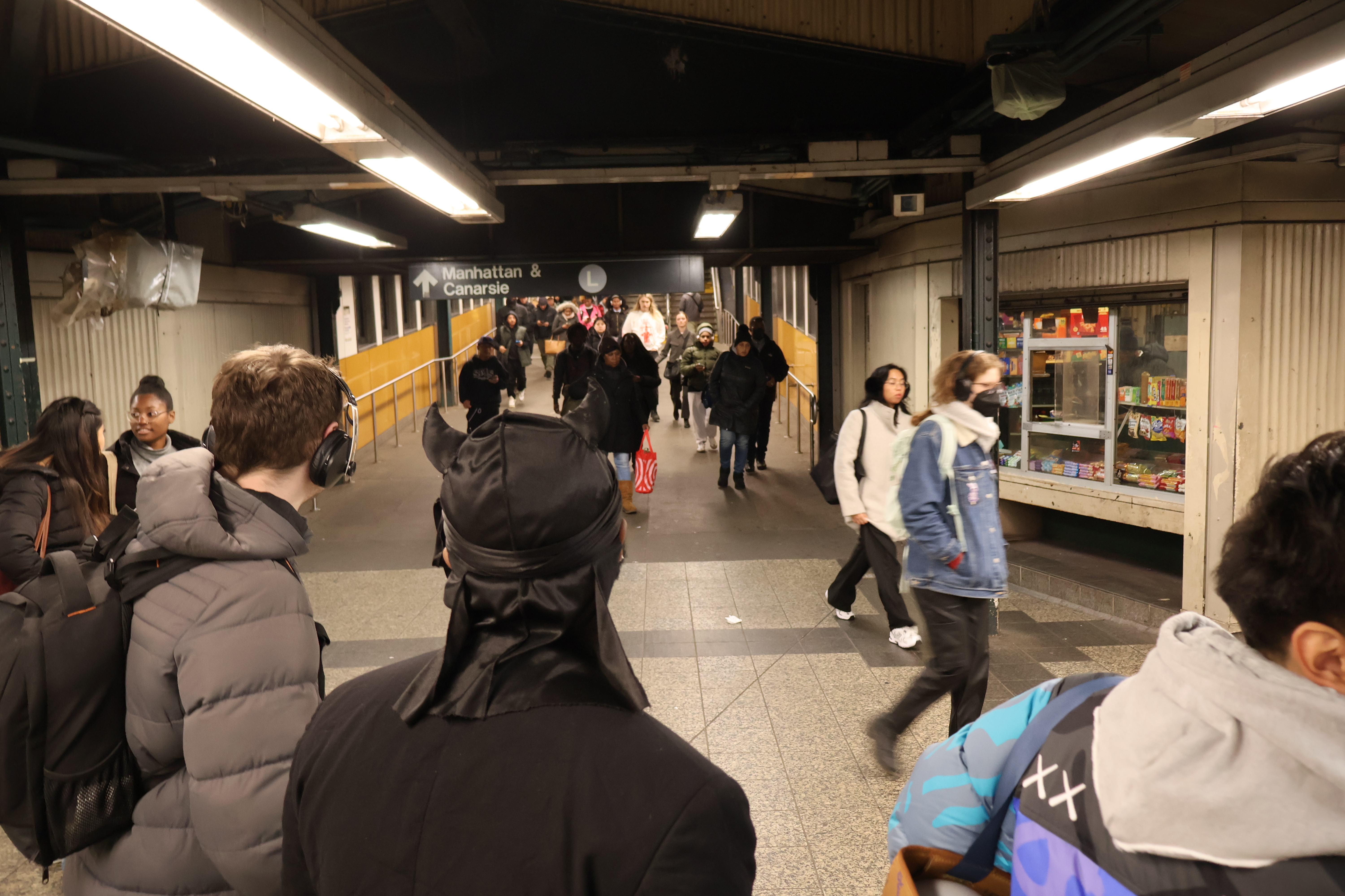 Morris Cordewel (Right) and Drew Rosenthal (Left) prepare to shoot content at Broadway Junction station.